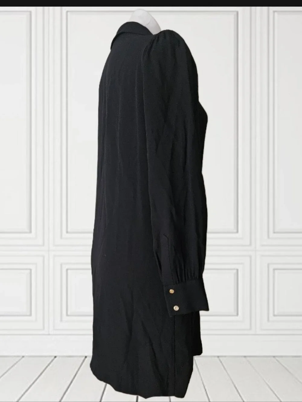 J. Crew Black V-Neck Long Sleeve Shift Dress Small